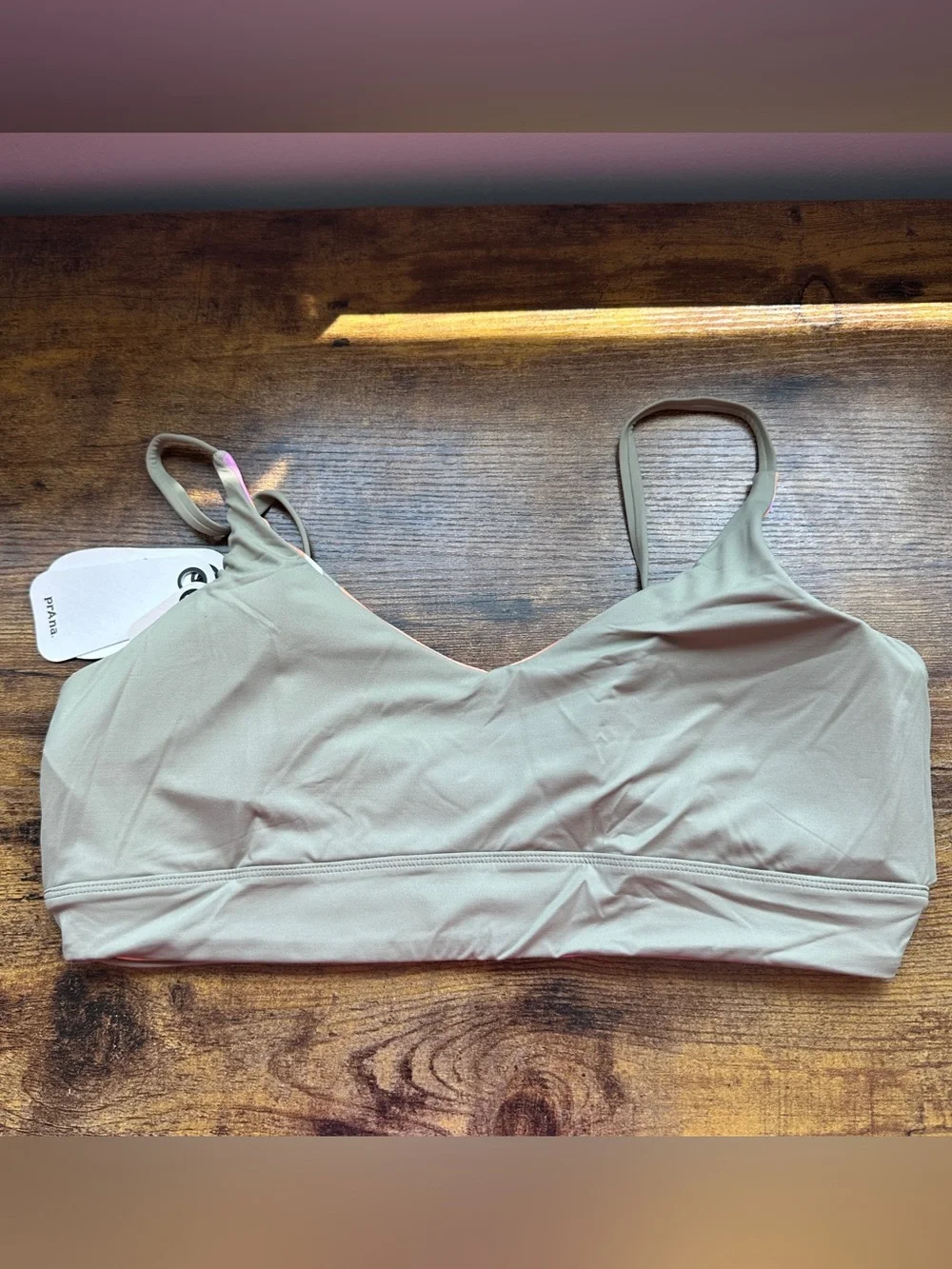 Prana women Bikini Top Medium Green Orange Willow Falls Reversible Top New